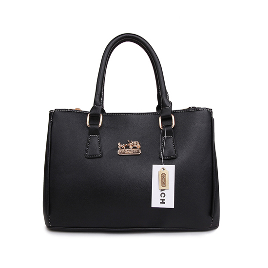 Coach In Saffiano Medium Black Satchels AVX | Women